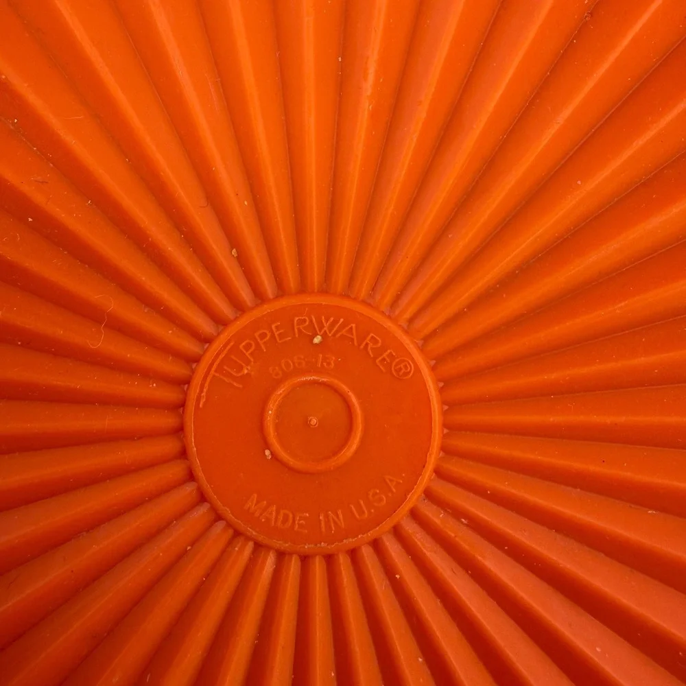 Vintage Tupperware Orange Servalier Canister Sunburst Lid 805-3 Retro Kitchen